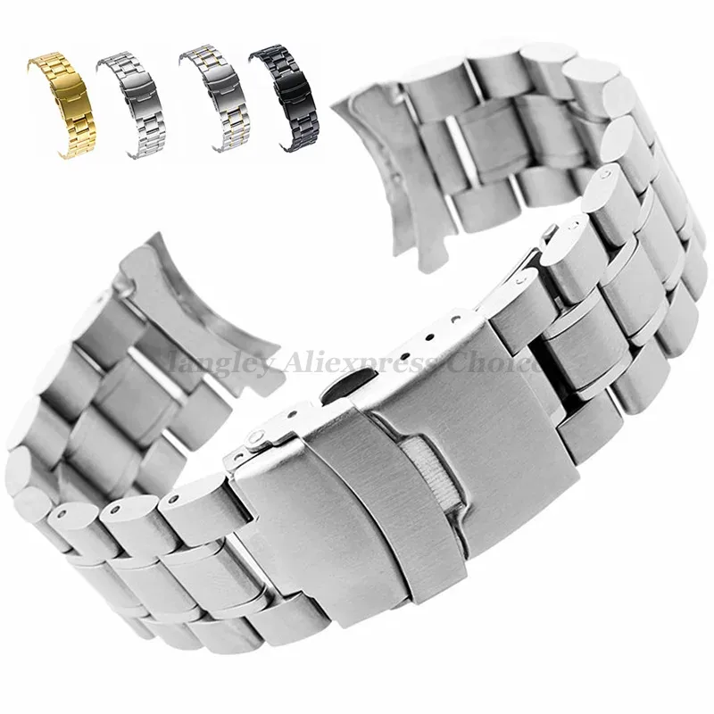 Curved Spring Bar - 18/20/22/24mm Stainless Steel Solid Watch Strap