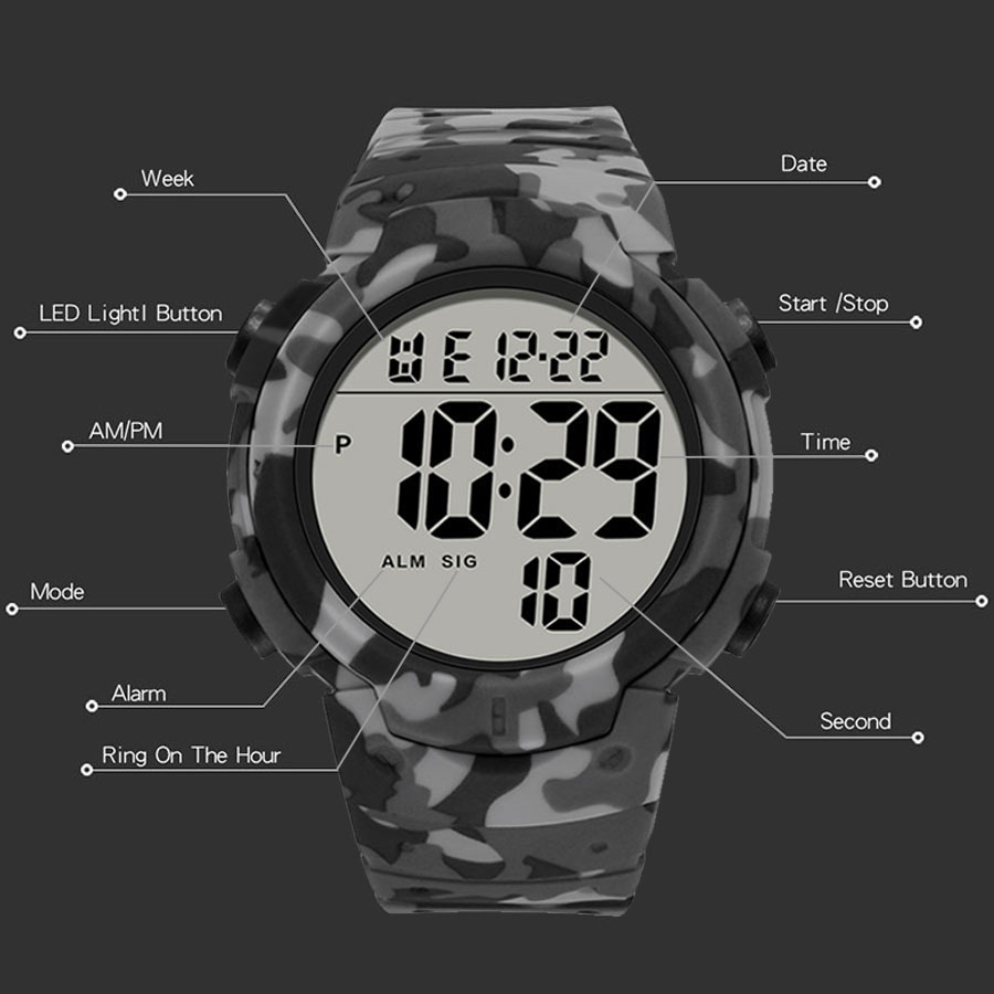 Camouflage Electronic Watch Me - Canvas Strap Watch 评论和价格