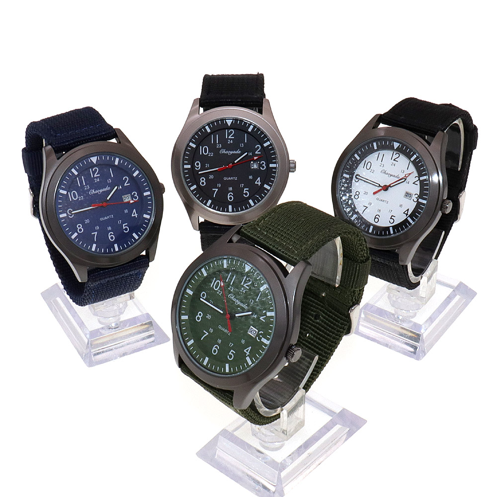 Luxury Men's Quartz Watch Spor - Canvas Strap Watch 评论和价格