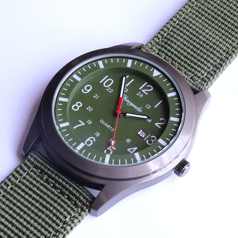 Luxury Men's Quartz Watch Spor - Canvas Strap Watch 评论和价格